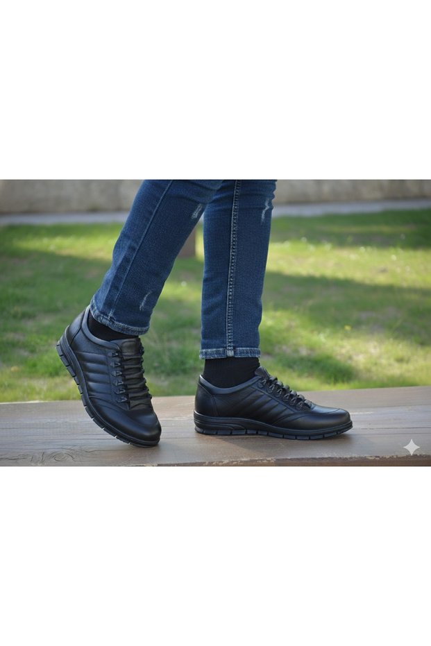 Men's Winter Shoes Genuine Leather Rubber and Orthopedic Sole Lace-Up Water Resistant