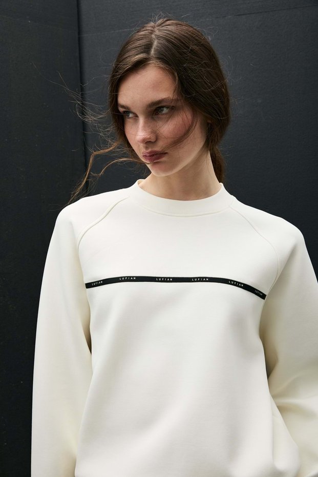 122030019 Angelına Women's Knitted Sweatshirt White