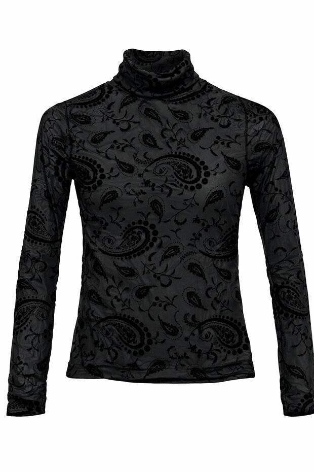 Siyah Dik Yaka İşlemeli Bluz - 2