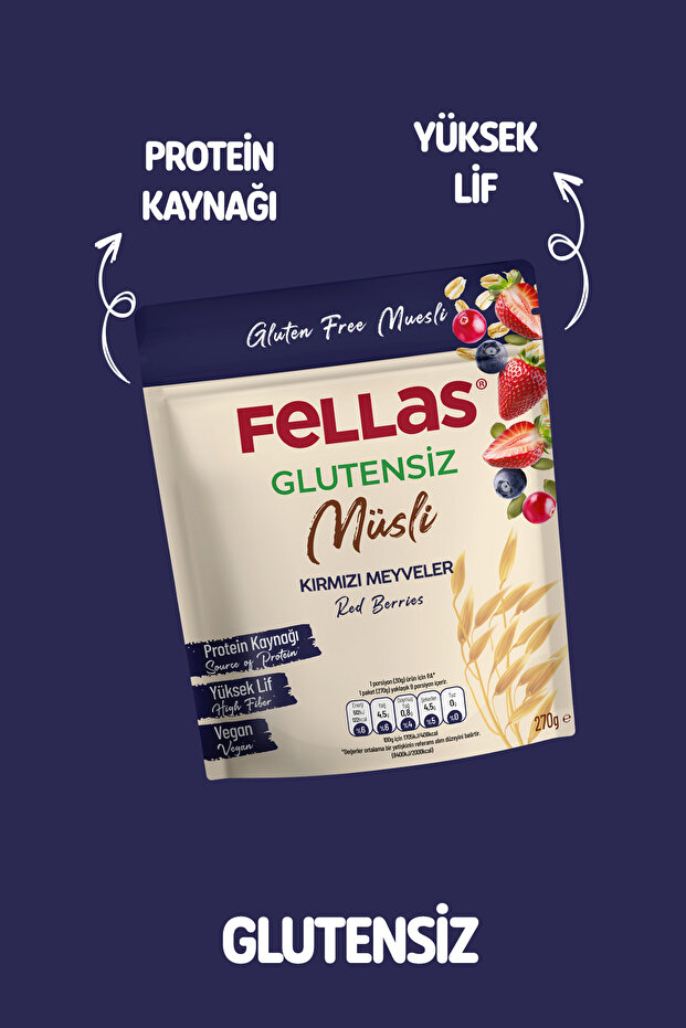 Glutensiz Müsli 2'li - Karışık Kuruyemişli (270 g) + Kırmızı Meyveli (270 g) - 6