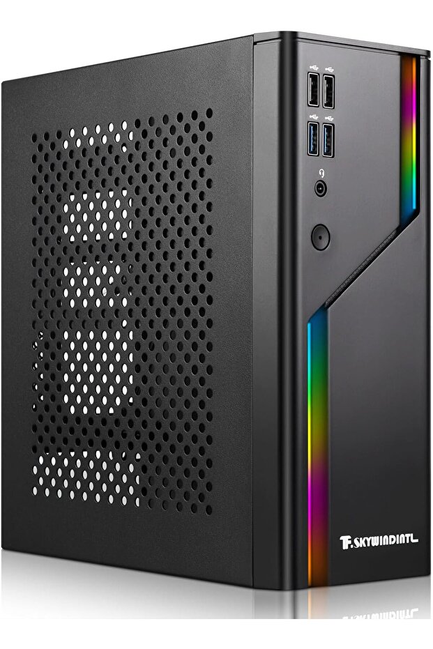 علبة كمبيوتر صغيرة الحجم (Mini ITX) سوداء اللون مزودة بإضاءة ARGB، مناسبة لأجهزة الكمبيوتر الصغيرة الحجم (SFF) وأجهزة الكمبيوتر المنزلية (HTPC)، مزودة بألواح تهوية، طولها 0.8 متر.