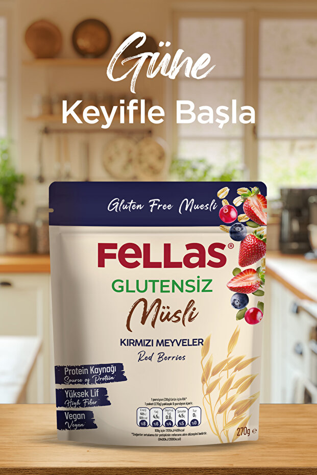 Glutensiz Müsli 2'li - Karışık Kuruyemişli (270 g) + Kırmızı Meyveli (270 g) - 4