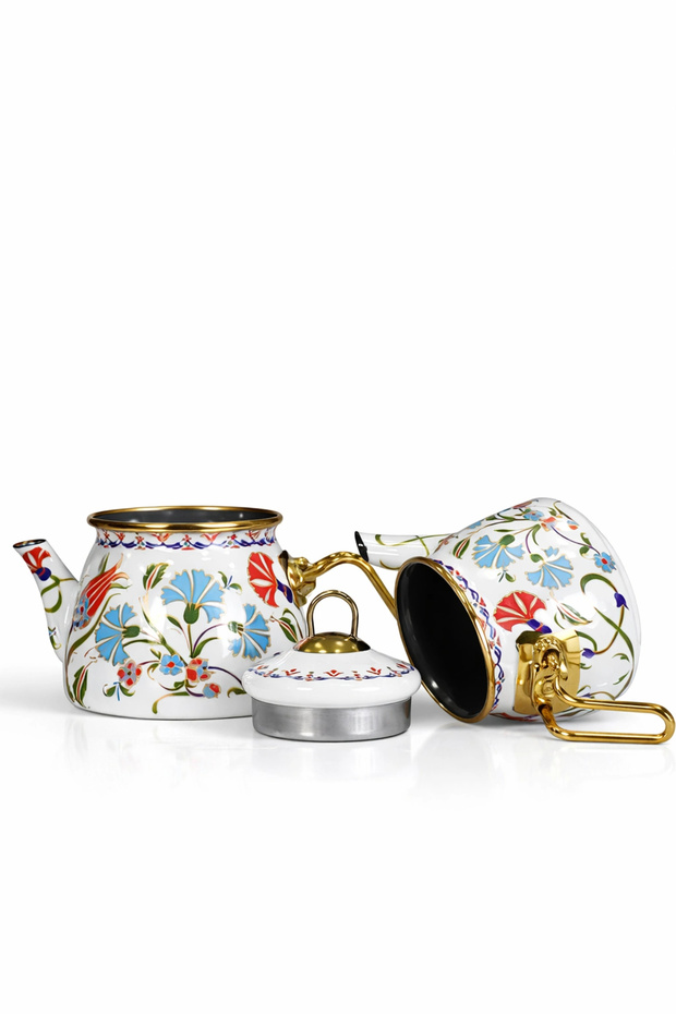 Defne Mini Model Emaye Çaydanlık - 5