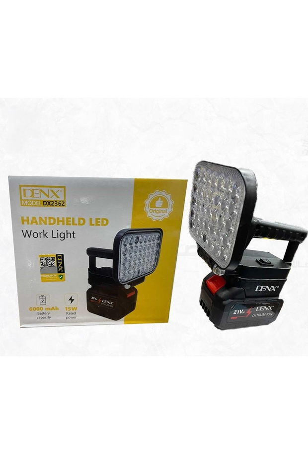 مصباح عمل LED محمول باليد من دينكس بقوة 15 واط، بطارية قابلة للشحن 21 فولت بسعة 6000 مللي أمبير، مصباح تخييم لاسلكي، DX2362