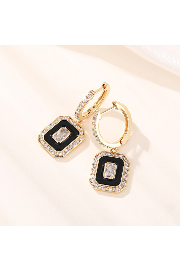 CAOSHI vintage style black rectangular earrings - 5