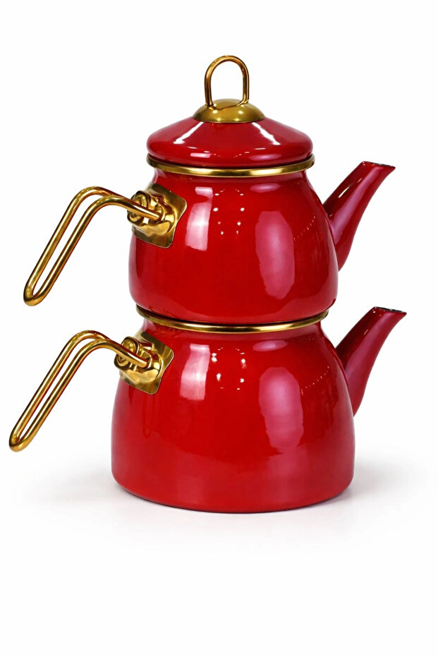 إبريق شاي صغير من المينا - أحمر - 3