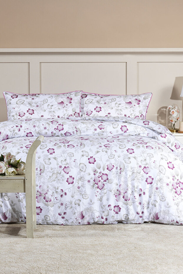 Rose Duvet Cover Set King Size Extra Large Digital Printed 100% Cotton Satin Lace (240X220 C