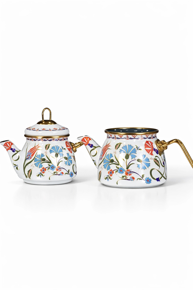 Defne Mini Model Emaye Çaydanlık - 3