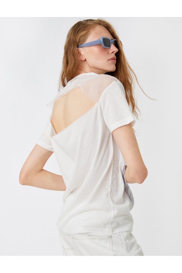 Women's Ecru T-shirt 4YAK17938DK