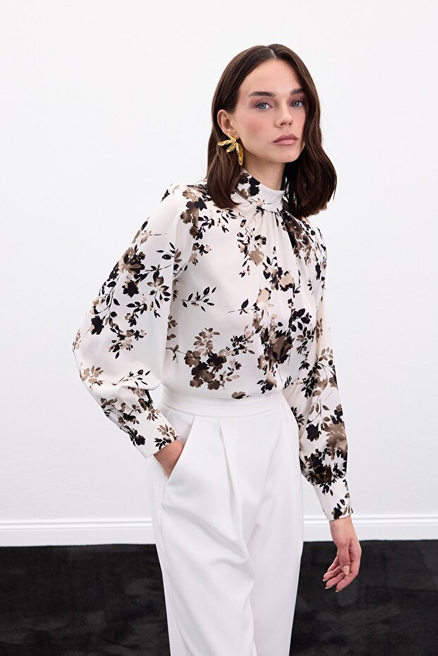 Dik Yaka Bluz - Haki - 1