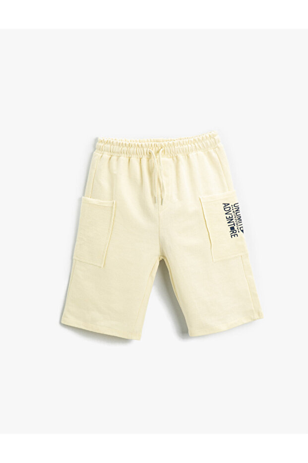 Elastic Waist Pocket Detailed Shorts Above Knee Cotton