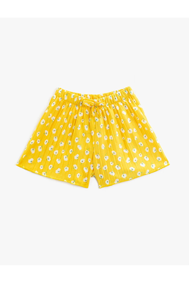 Floral Shorts Pleated Waist Tied