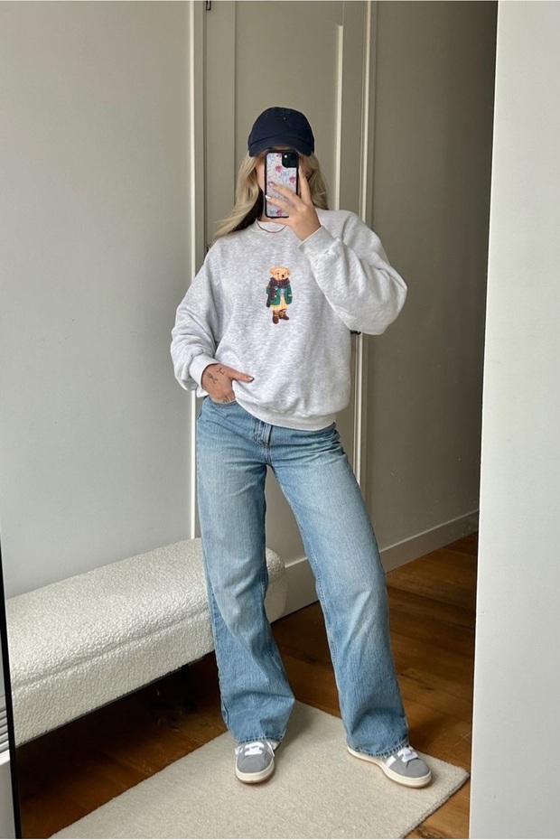Teddy Bear Printed Organic Cotton Sweatshirt