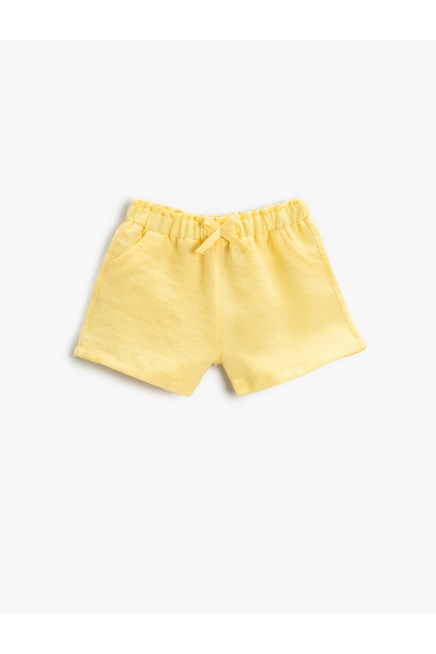 Shorts Elastic Waist Pocket Above Knee