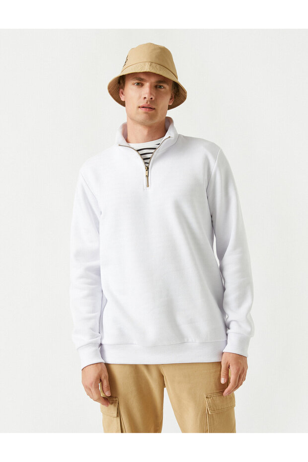 Half Zipper Basic Sweatshirt - 3