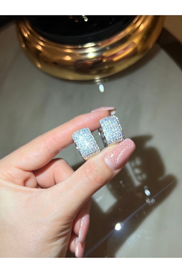 Zirkon Taşlı Silver Küpe - 3