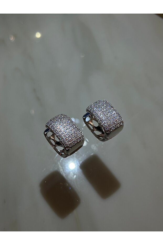 Zirkon Taşlı Silver Küpe - 5
