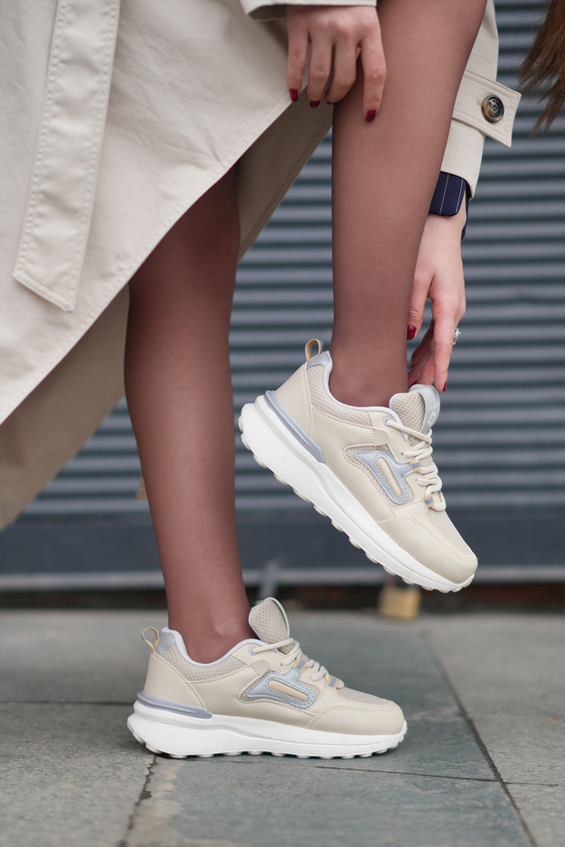 Women's Beige Sneakers Daily Sneakers 045