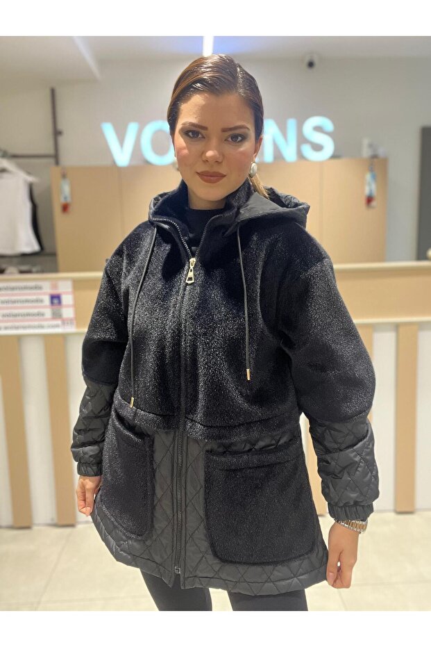 Kapitone Peluş Mont - 1