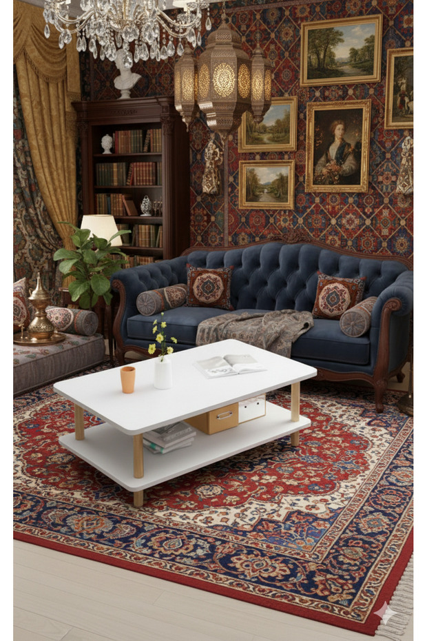 Two-tier coffee table, rectangular coffee table, coffee table with storage - 5