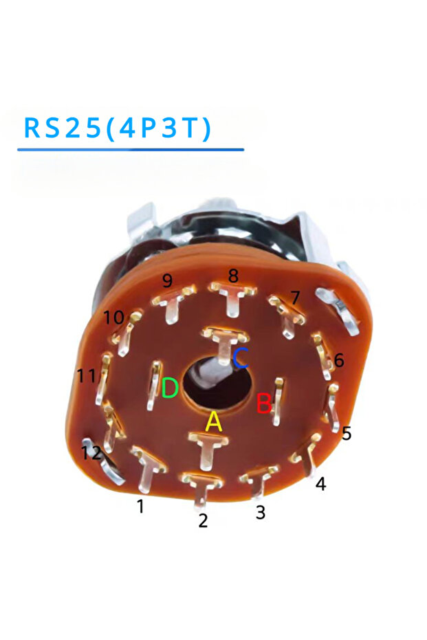5Pcs 4P3T 5Pcs RS25 Band Switch 2P4T 2P5T 2P6T 3P3T 3P4T Mount Rotary Switch Selector Band Pole Posi