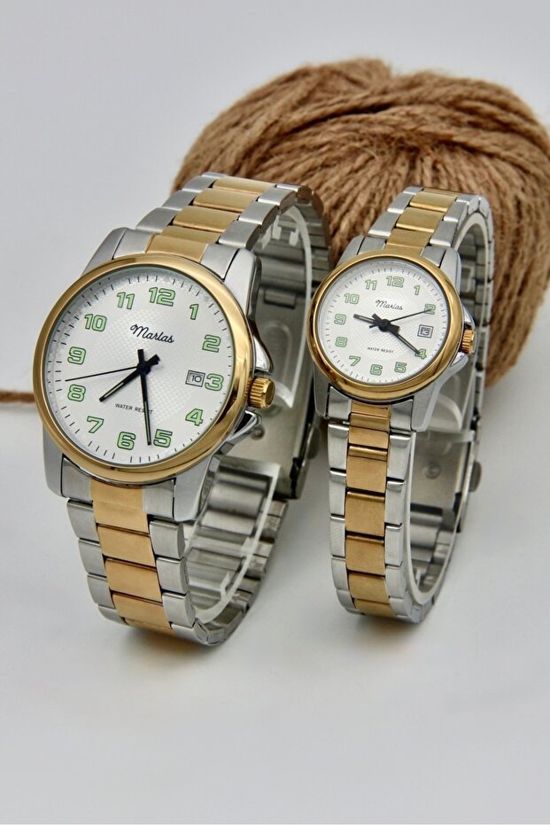 Steel Band, Waterproof Calendar Couple Watch