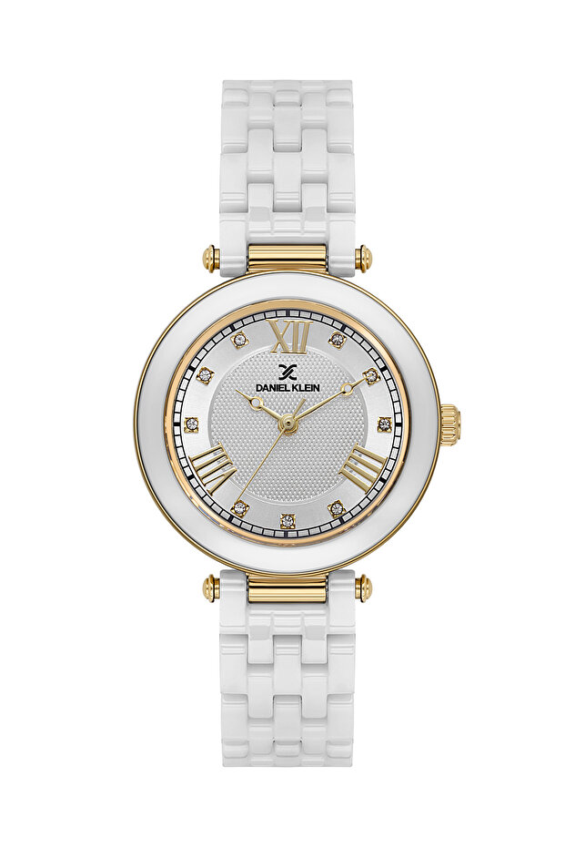 ساعة يد نسائية فاخرة بسوار من السيراميك الأبيض DK.1.14282-4 - 2