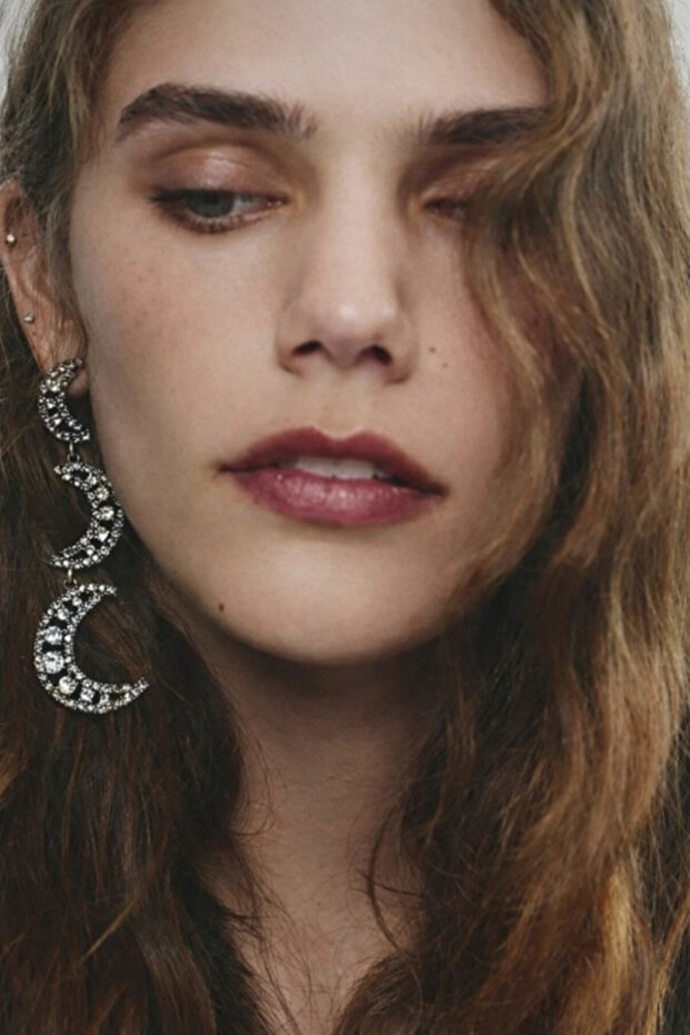 Ay formu taşlı küpe - 3