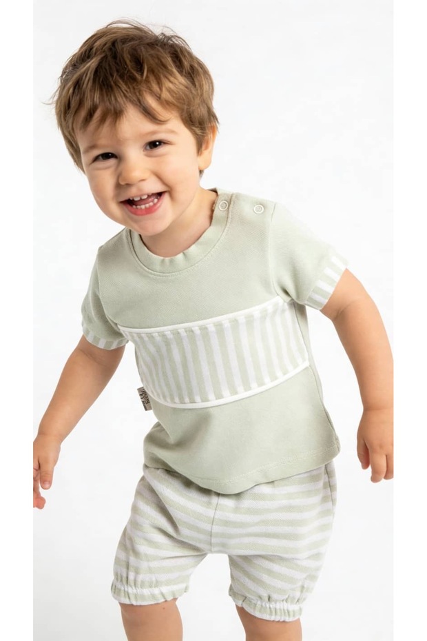 Striped Detail – Boys’ 2-Piece Set – Mint