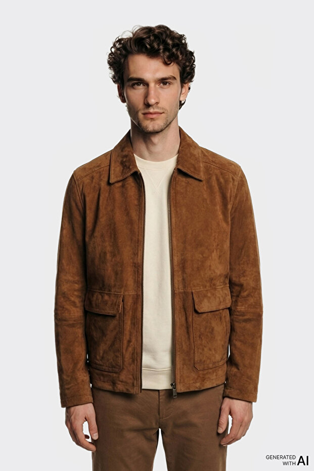 Taba Deri Erkek Ceket - 1