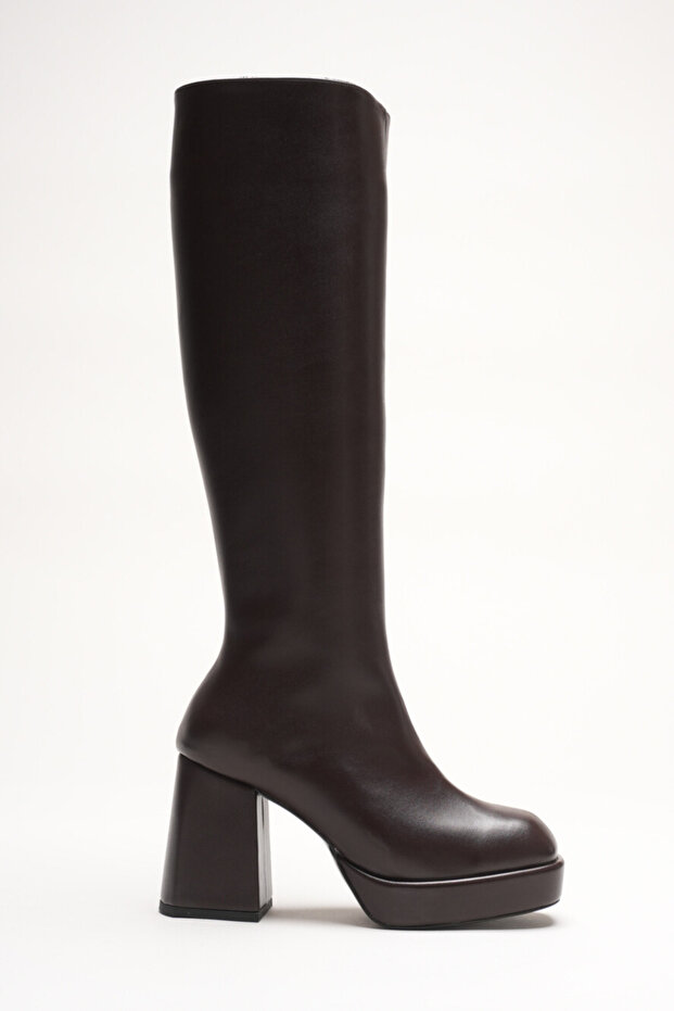 Women's Thick Heel Platform Boots Ulrika Brown Skin