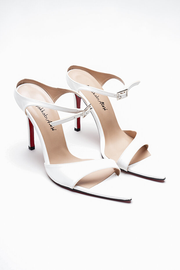 Women's Pointed Toe Summer Thin Heeled Shoes Yore White Patent Leather