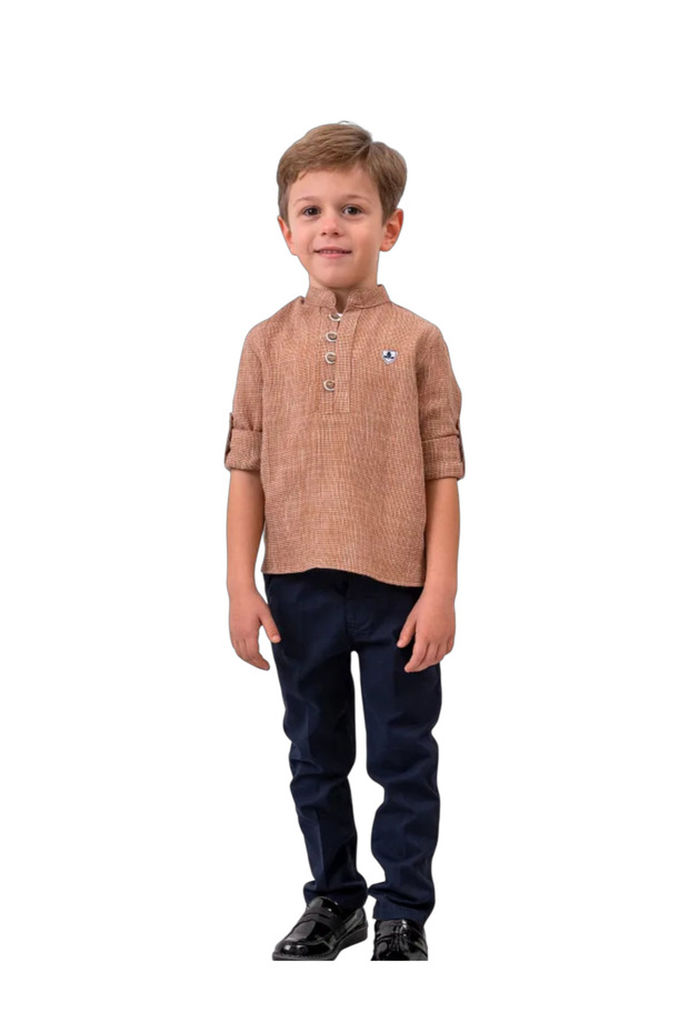 PAMIR SELF JACQUARD HENLEY SET - LATTE