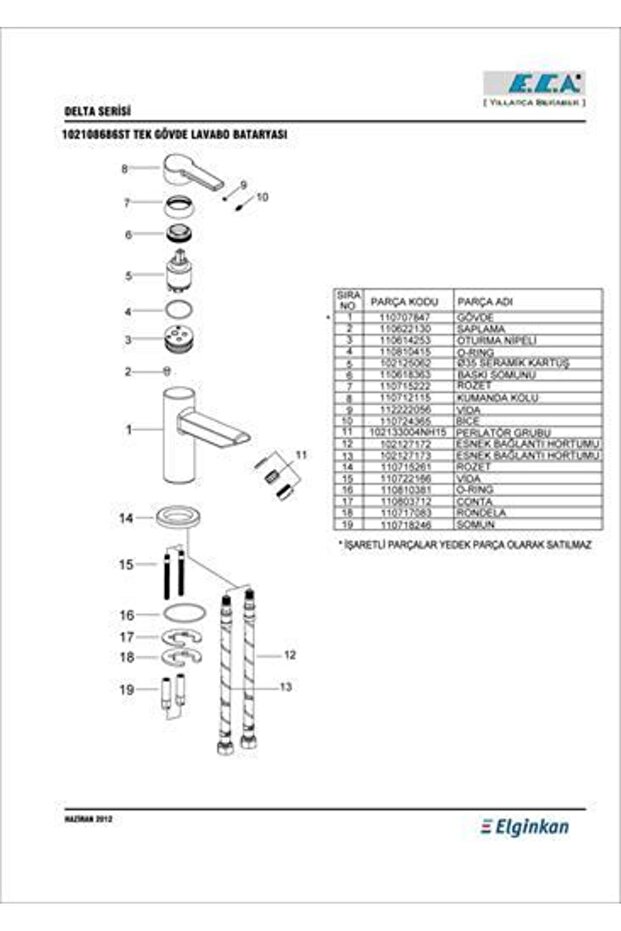 Delta Lavabo Bataryası Tek Gövde 102108686 - 2