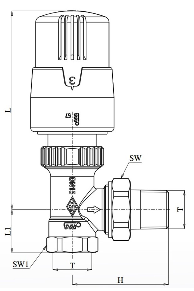 TERMOSTATİK VANA KÖŞE 1/2 E.C.A - 2