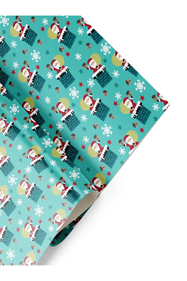 Santa in the Chimney Christmas Wrapping Paper – Cheerful Festive Gift Wrap Design