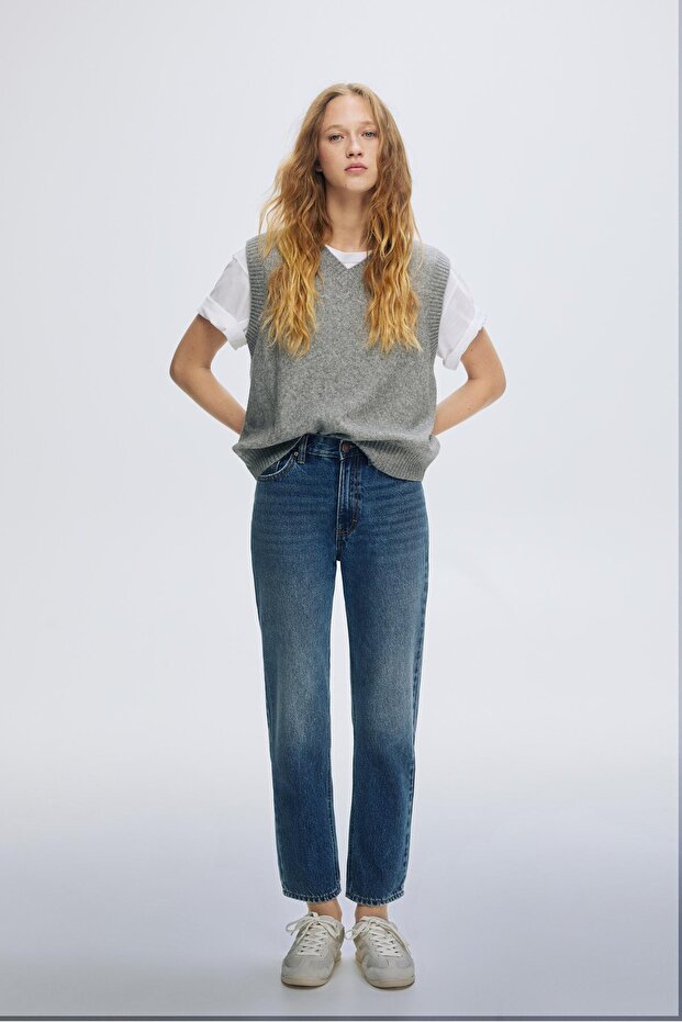 Mom fit yüksek bel jean - 1