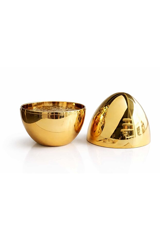 Hollow Set 24 Compartment Gold Cutlery Box – Egg Shaped Empty Fork Spoon Stand 31X19