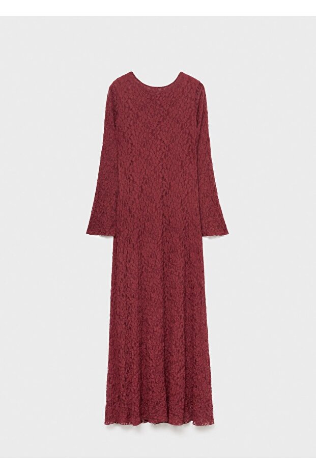 Çan kollu dantel elbise - 3