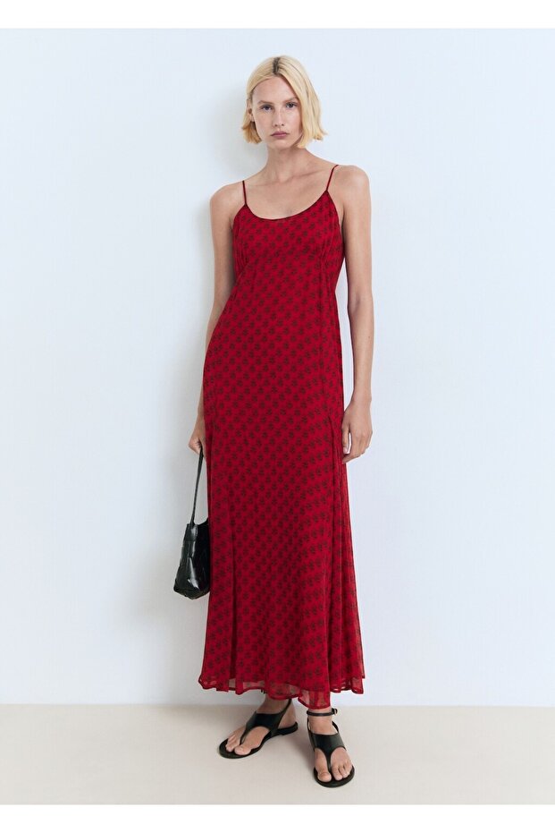 Çiçek desenli şifon elbise - 1