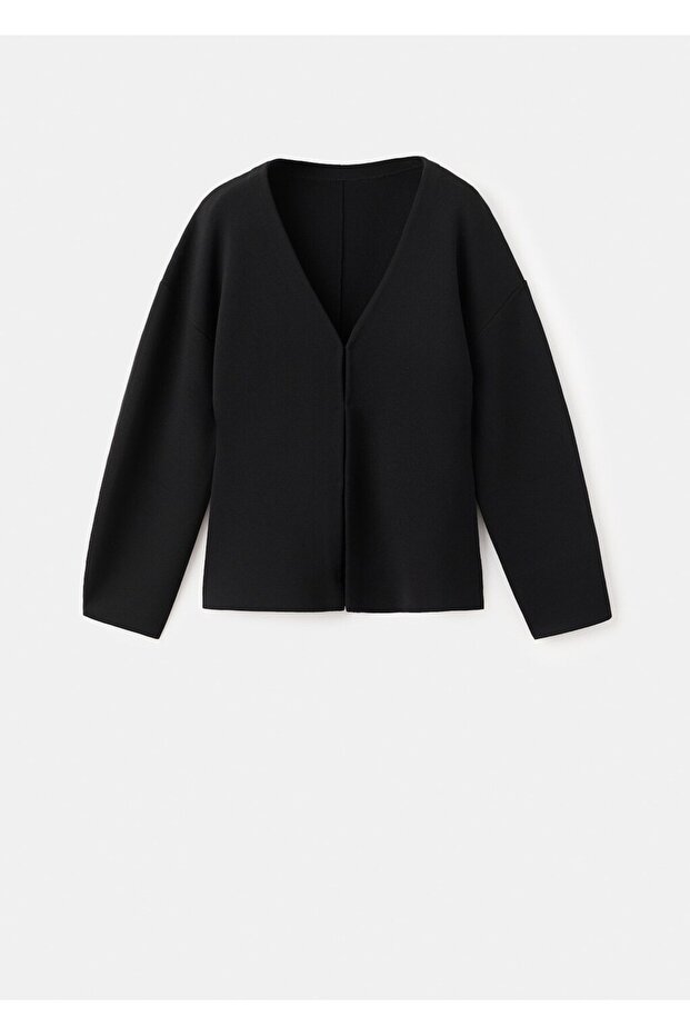 V yaka oversize hırka - 3