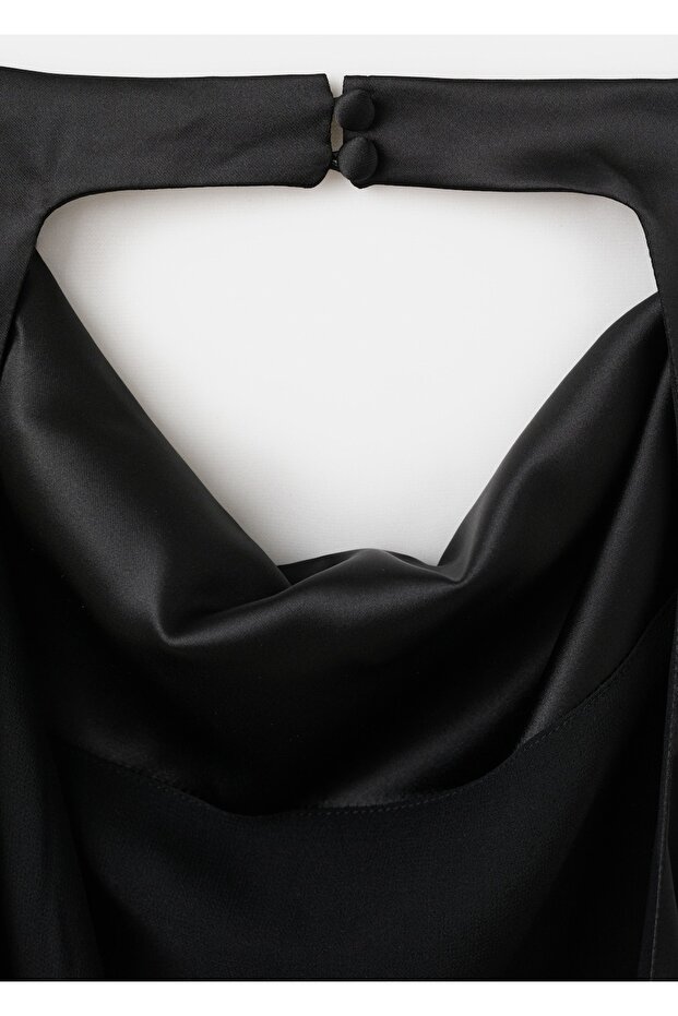 Drapeli yaka saten bluz - 5