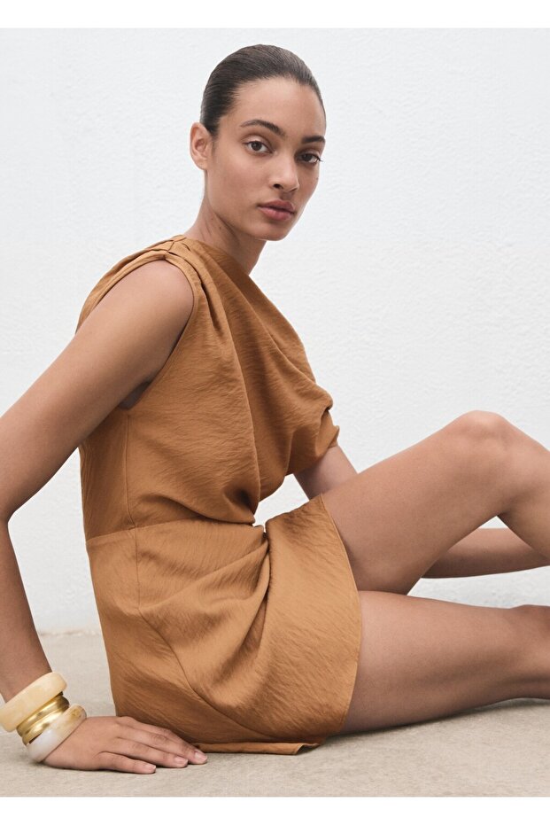 Drapeli asimetrik uzun elbise - 7