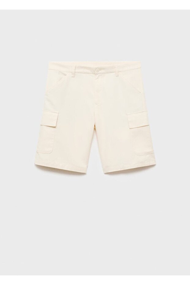 Lyocell pamuklu kargo bermuda şort - 3