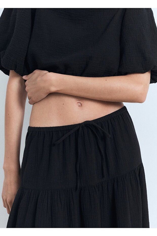 Bağcıklı pamuklu etek - 8