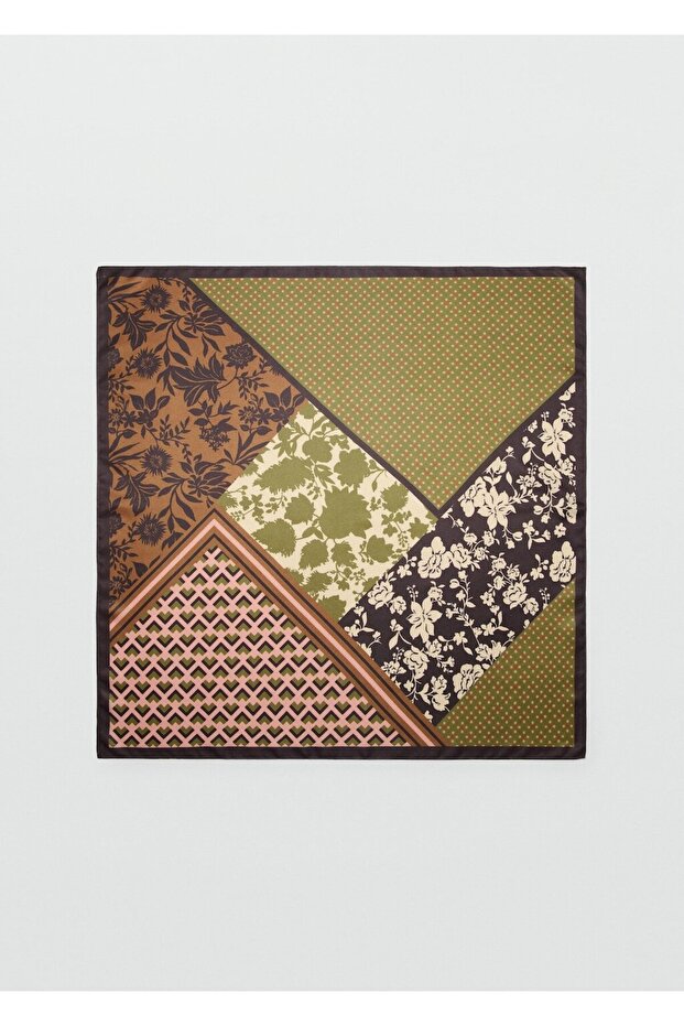 Desenli saten fular - 2