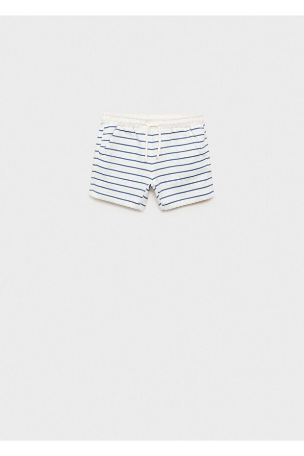 Pamuklu çizgili bermuda şort - 3