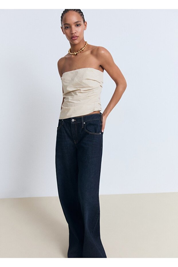 Asimetrik straplez bluz - 6