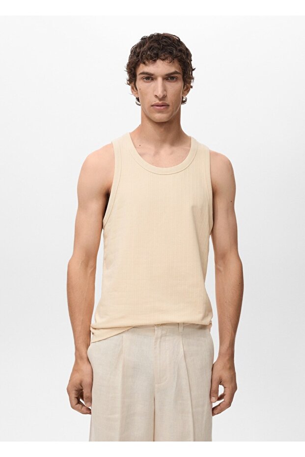 Askılı çizgili tişört - 1