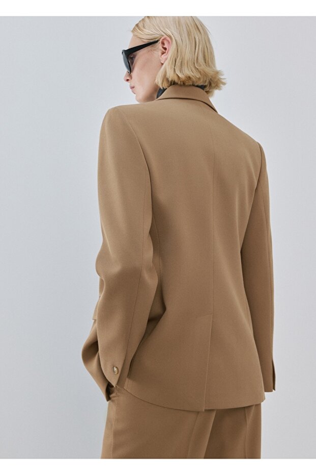 Çift düğmeli kumaş blazer ceket - 4